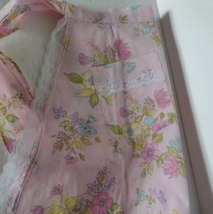Apron Homemade Pink Floral & Lace New
